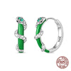 Silver Earrings Green Serpentine Snake Gem Bamboo Joint Hoop Earring For Woman Classic Party Jewelry Lucky Gift - Image 17