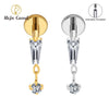 Titanium Baguette Cartilage Earring 16G CZ Dangle Helix Earlobe Labret Stud Flat Back Piercing Jewelry - Image 1