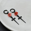 Punk Black Sakura Blade Earrings Gothic Cherry Blossom Sword Pendant Small Hoop Earrings Japanese Jewelry - Image 4
