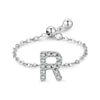 Silver 26 English Letters Adjustable Chain Finger Rings For Women Wedding Anniversary Jewelry - Image 12