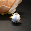 Brass Inlaid Baroque Pearl Flower Bud Stud Ring Set - Image 8
