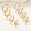 3Pairs Set Stainless Steel Crystal Oval Huggie Hoop Earrings for Women Gold Plated Dangle Hoop Earring Punk Jewelry - Image 3