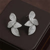 Shiny Micro-set Zircon Leaf Earrings for Women CZ Symmetrical Earring Wedding Jewelry - Image 9