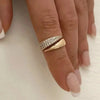 Gold Plated Sun Rings for Women Stone Inlaid in Hollow Metal Texture Ring Jewelry - Image 1