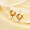 Stainless Steel Gold Plated Earrings Pearl Pendants Women's Earrings Simple Pendant Earrings Party Jewelry - Image 3