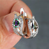 Cute Water Drop Stone Hoop Earrings Multicolor Zircon Crystal Leaf Earrings Charm Silver Color Wedding Earrings For Women - Image 2