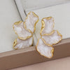 Irregular Metal White Cream Enamel Irregular Petal Flower Earrings for Women Girls Classic Jewelry Gifts - Image 6