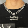 Ulj Men Women Hip Hop realhasta lamuerte Letter Pendant Necklace 12MM Cuban chain Iced out Bling Hiphop Charm Jewelry - Image 3