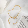 Simple Design Stainless Steel Pull-out Adjustable Bracelet Golden Color Snake Chain Bangle for Women Girl Men Beads Jewelry Gift - Image 2