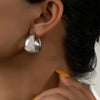 Gold Color Round Chunky Earrings for Women Lightweight Smooth Metal Open Thick Hoops Jewelry - Image 2