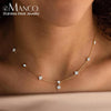 Stainless Steel Plated Gold Sparkling Zircon Flower Necklace for Women Girl Party Jewelry Gifts - Image 1