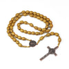 Car Hanging Ornament Handmade Rosary Necklace Wood Religious Wood Beads Necklace Mellow Catholic Crucifix Pendant Chain - Image 2