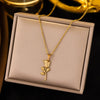 Stainless Steel Flower Pendant Necklace For Women Ladies Gold Color Clavicle Chain Jewelry Wedding Gifts - Image 7
