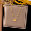 Stainless Steel Flower Pendant Necklace For Women Ladies Gold Color Clavicle Chain Jewelry Wedding Gifts - Image 5