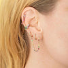 Chain Hoop Piercing Earring with Square and Waterdrop Details - Image 4
