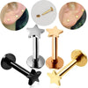 16G Piercing Titanium Steel Internal Thread Labret Flat Star Heart Tragus Helix Cartilage Earring Men Nose Stud body jewelry - Image 1