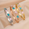 Heart Shape Charm Cuff Bangles Stainless Steel Wristband Wedding Women Female Jewelry Gift - Image 1