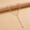 Multilayer Imitation Pearl Bead Necklace with Moon Water Drop and Star Pendants - Image 5