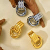 Stainless Steel Three-Layer Knot Earrings for Women Vintage Glossy Geometric Twisted Earrings Party Jewelry Gifts - Image 4