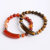 JD Stone Tiger Eye Amethyst Rectangle Bar Charm Bracelet Women Men Stone Powder Crystal Rough Chakra Jewelry - Image 30