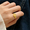 Sand Gold Adjustable Ring Matte Wide Band Openable Fade Resistant Unisex Couple Jewelry Minimalist Gift - Image 15