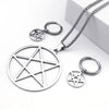 Stainless Steel Pentagram Pentacle Star Necklace for Women Men Punk Hoop Earrings Ring Bracelet Jewelry Set Conjuntos De Joyas - Image 3