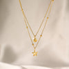 Starfish Shell Pearl Necklace for Women Stainless Steel Gold Color Double Layered Beads Chain Summer Beach Jewelry Gift - Image 1