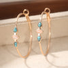 Bohemian-style Retro Water Drop Synthetic Turquoise Large Circle Hoop Earrings Women Concise Party Banquet Jewelry Craft - Image 4