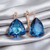 22 17mm Blue Stone Drop Earrings For Women Rose Gold Color Unique Big Zircon Jewelry Accessories - Image 3