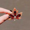 Wine Red CZ Zircon Maple Leaf Brooch Pins For Women Gold Color Plant Lapel Pines Korean Wedding Party Jewerly Gift - Image 1