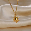 Stainless Steel Geometric Necklace For Women Sun Sunflower Pendant Clavicle Chain Aesthetic Jewelry Accessories - Image 4