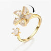 Rose Flower Rotating Ring For Women Spinner Fidgets Heart Charm Adjustable Open Rings Star Moon - Image 37