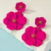 Women Fuchsia Flower Drop Earrings Gold Plating White Fuchsia Spray Big Flower Dangle Earrings Holiday Bridal Earrings - Image 2