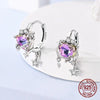 Silver Celestial Star Moon Hoop Earrings Purple Blue CZ Heart Starburst Dangle Huggie Earrings Jewelry for Women - Image 6