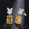 Simple and Elegant Square Cubic Zirconia Earrings Bling Yellow CZ Dangle Women Wedding Engagement Jewelry - Image 4