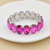 crystal Women charm bracelet colorful Geometric rhinestone elastic thread red white Elliptical glass bracelet - Image 5