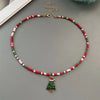 Christmas Necklaces for Women Girls Handmade Rice Beads X'mas Tree Santa Claus Snowman Gift Necklace Pendant Year Jewelry - Image 4
