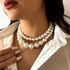 2Pcs/Set Exaggerated Big Imitation Pearl Clavicle Chain Necklace for Women Wed Bridal Goth Beads Choker Grunge Jewelry Steampunk - Image 2