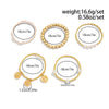 Retro Round Carved Pendant Bracelet Multi Layer Gold Color Star Round Bead Elastic Thread Woven Girls' Jewelry - Image 2