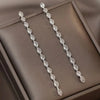 Fyuan Simple Geometric Zircon Crystal Earrings for Women Gold Silver Color Long Tassel Dangle Earrings Party Weddings Jewelry - Image 2