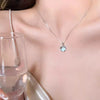 Korean Colorful Crystal Round Pendant Silver Color Chain Neck Necklace for Women Sweet Wedding Aesthetic Charm Jewelry - Image 4