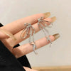 Korean Personality Irregular Bowknot Earrings Simple Silver Color Metal Line Big Long Bow Drop Earrings Female Jewelry - Image 2