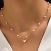 Double Layer Pearl Choker Necklace with Small Heart Pendant - Image 22