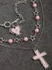 3pcs Vintage Gothic Style Thorn Rose Cross Meteor Star Beaded Layered Necklace Set, Including Retro Pentagram Pendant Choker Nec - Image 5