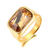 Rectangular Cubic Zirconia Stainless Steel Ring in Multiple Stone Colors - Image 7