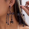 Unique Enamel Skeleton Dangle Earrings for Women Rhinestone Spider Earrings Halloween Party Jewelry Gift - Image 1