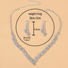 Rhinestone V Necklace and Drop Earrings Bridal Jewelry Set with Optional Bracelet - Image 3