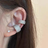 Full Rhinestone C-shaped Ear Clip For Women Stainless Steel Silver Color Wide Geometric Non Piercing Ear Cuff Jewelry - Image 1
