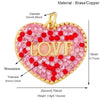 Brass Heart with CZ Zirconia Paved Charm Pendant, Gold Plated Zircon Jewelry Finding Supplies - Image 21