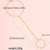 Women's Elegant Style Summer Finger Ring Bracelet, Minimalist Chain Integrated Hand Jewelry Accessory - Image 5